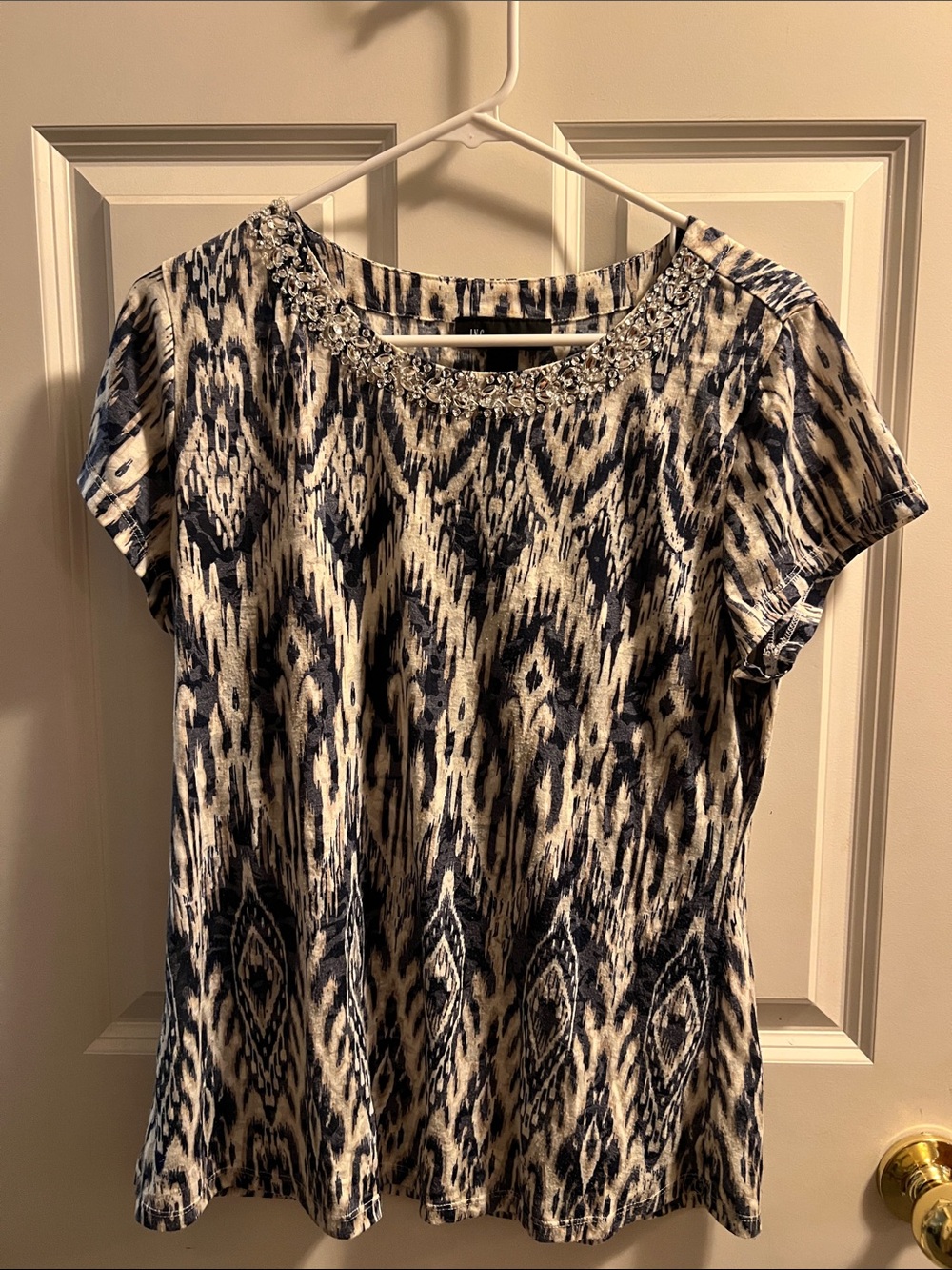 INC blue blouse with gems